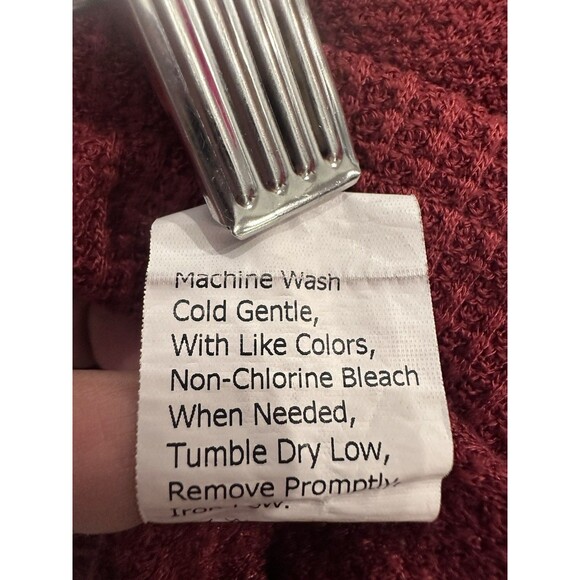 Waffle Knit 2-Piece Pajama Set Womens Medium Red Lounge Cozy Warm Stretch Comfy - Picture 13 of 13